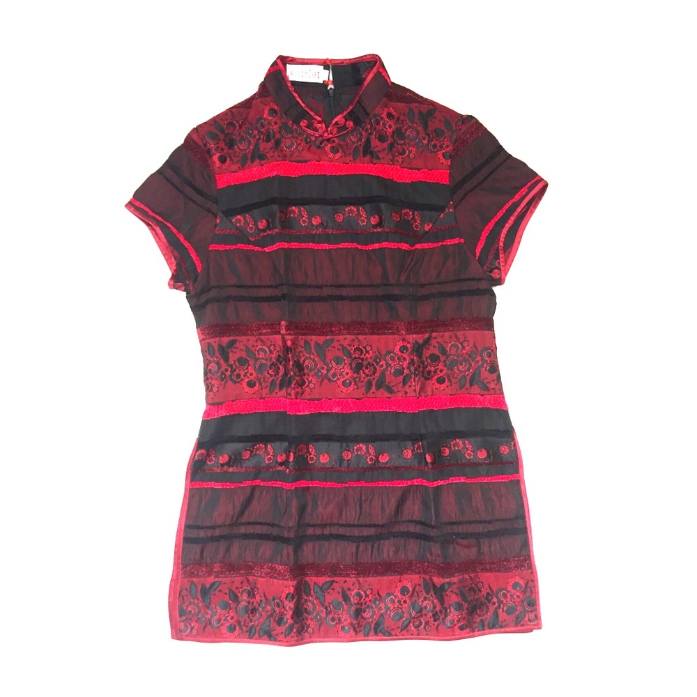 red and black short dress